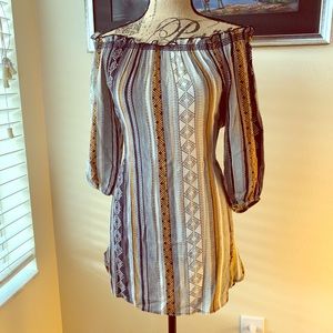 SALE Mahina off the shoulder boho 3/4 sleeve Dress